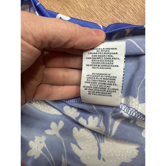 Ruby Rd Petite Blue White Floral Dress Short Sleeve Stretch Womens PM - Picture 5 of 6